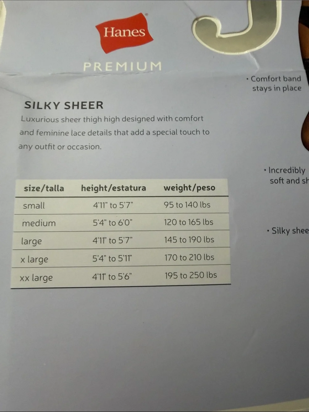 Hanes Black Silky Sheer Lace Thigh Highs